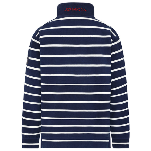 LJ700S - Mens Striped 1/4 Zip Pique Sweatshirt - Marine