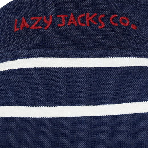 LJ700S - Mens Striped 1/4 Zip Pique Sweatshirt - Marine