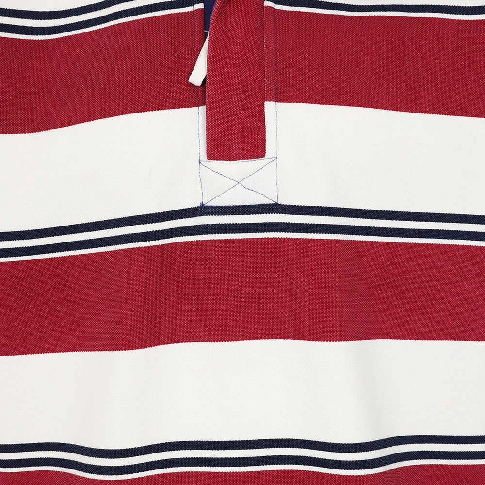 LJ700S - Mens Striped Pique 1/4 Zip Sweatshirt - Rouge