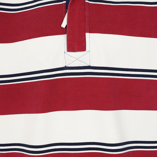 LJ700S - Mens Striped Pique 1/4 Zip Sweatshirt - Rouge