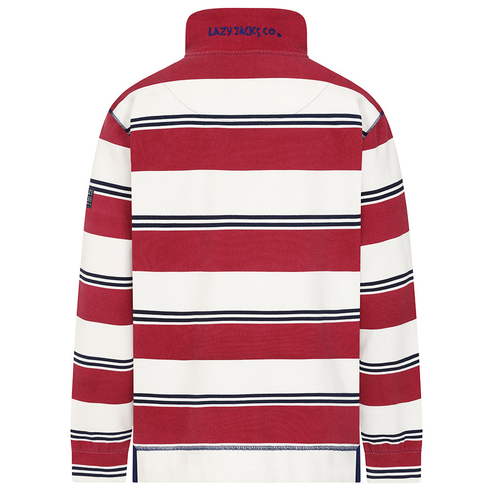 LJ700S - Mens Striped Pique 1/4 Zip Sweatshirt - Rouge