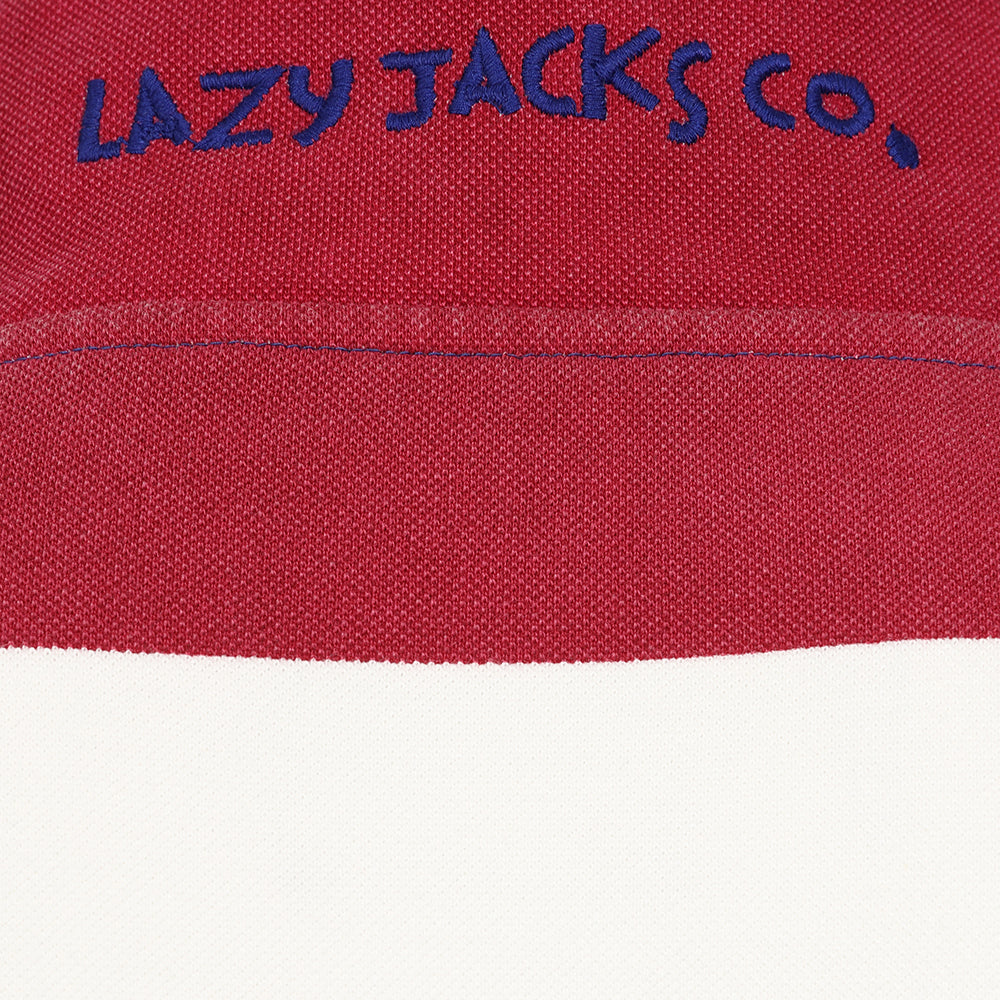 LJ700S - Mens Striped Pique 1/4 Zip Sweatshirt - Rouge