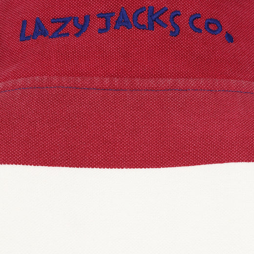 LJ700S - Mens Striped Pique 1/4 Zip Sweatshirt - Rouge