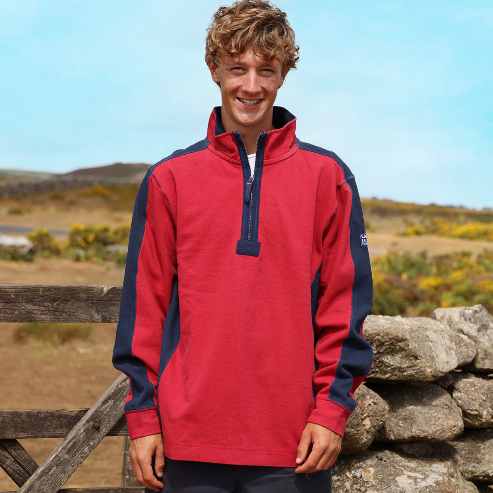 LJ705 - Pique Panel Sweatshirt - Red