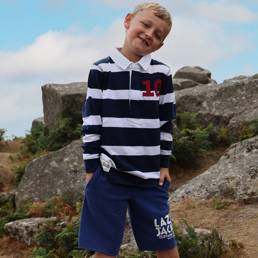 LJ78C - Long Sleeve Rugby Top - Marine/Rouge