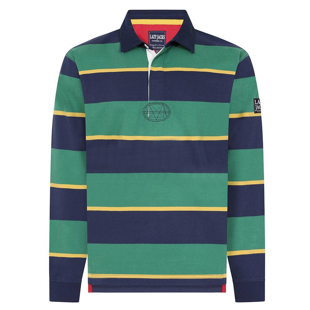 LJ78 - Men's Striped Rugby Shirt - Forest