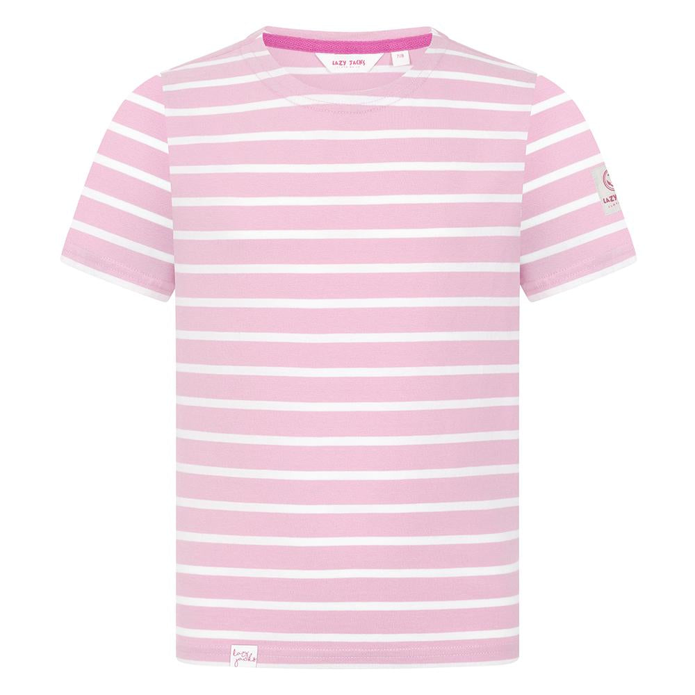 LJ8C - Girls Short Sleeve Breton Top - Pink