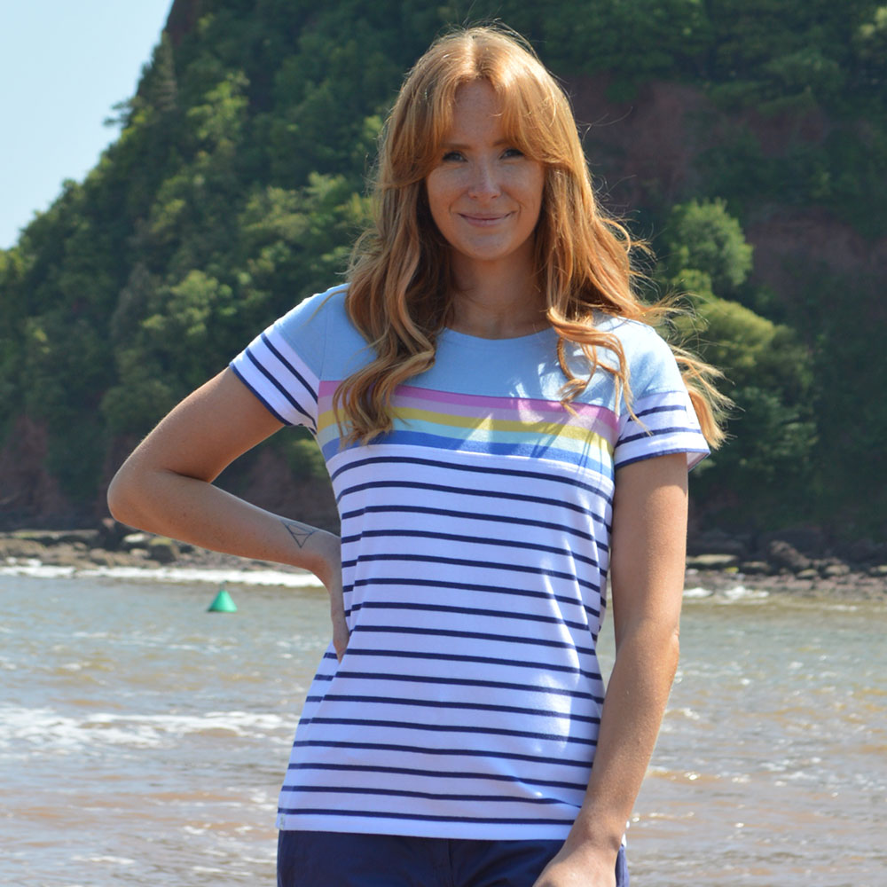 LJ8M - Ladies Short Sleeve Breton Top - Sky