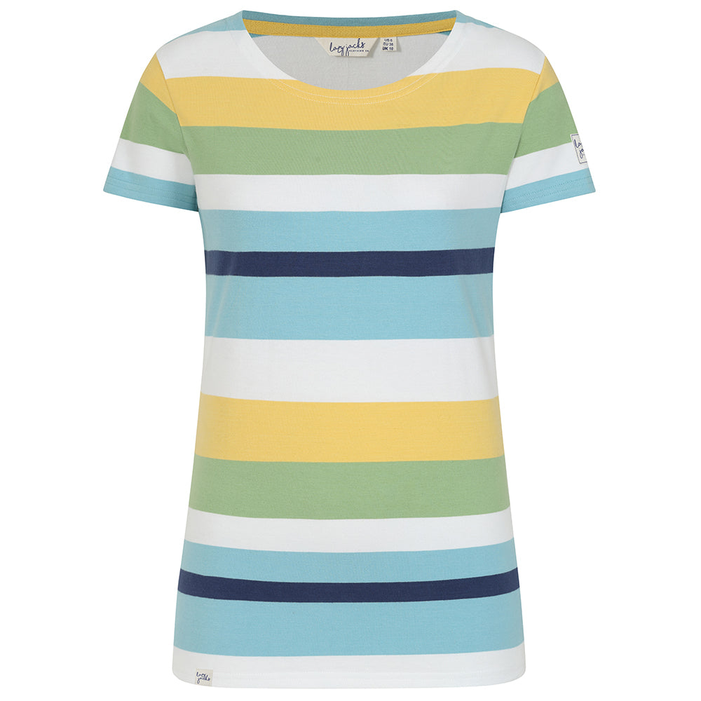 LJ8M - Multi Short Sleeve Breton Top - Greens