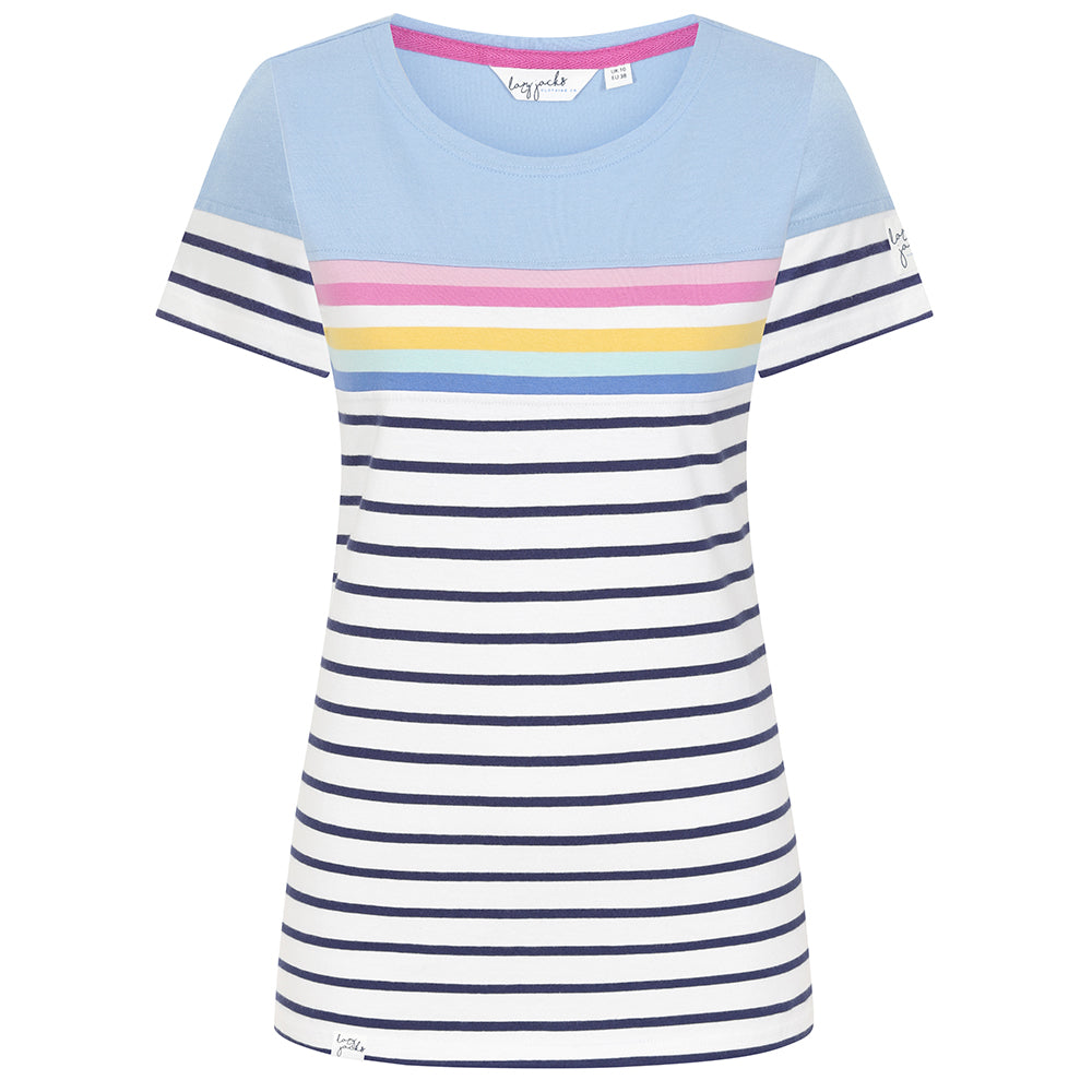 LJ8M - Ladies Short Sleeve Breton Top - Sky