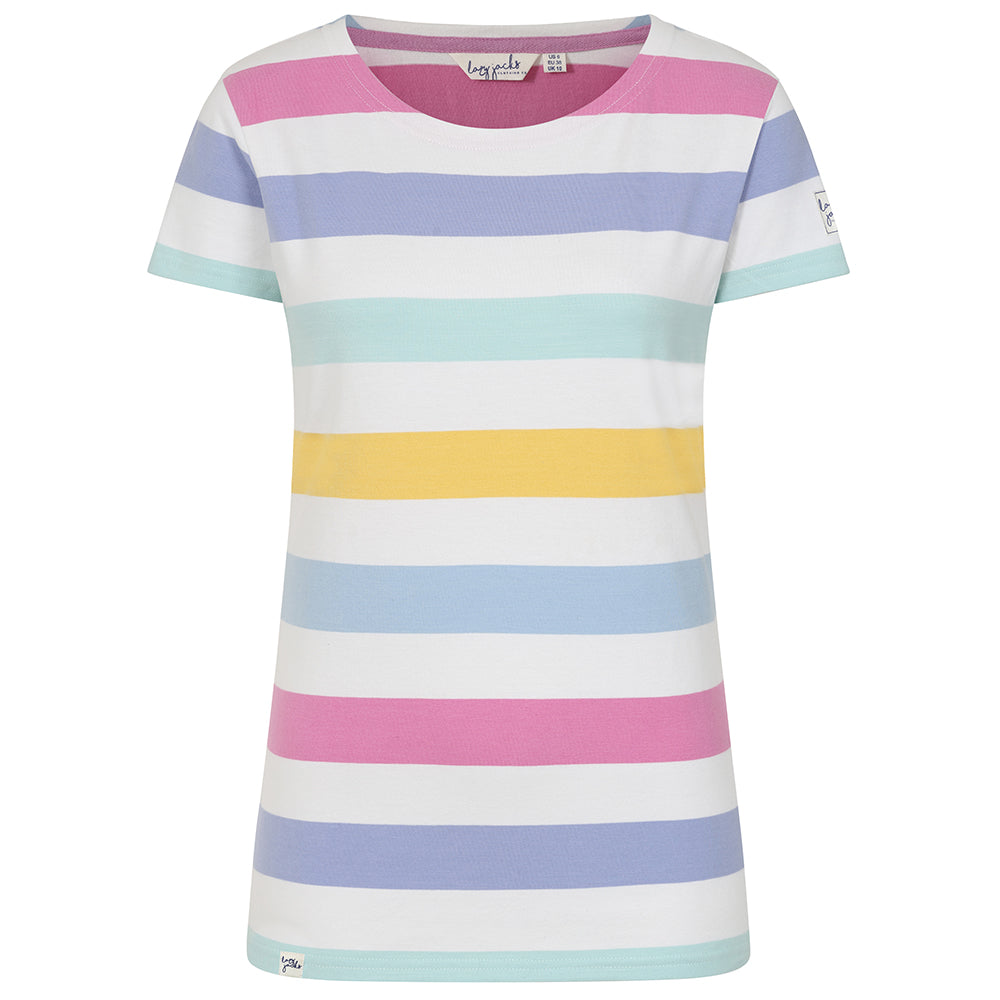LJ8M - Ladies Multi Short Sleeve Breton - Watercolours