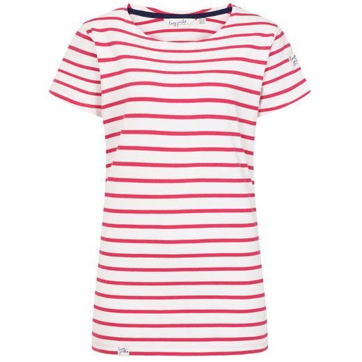 LJ8 - Ladies Short Sleeve Striped Breton Top - Cherry