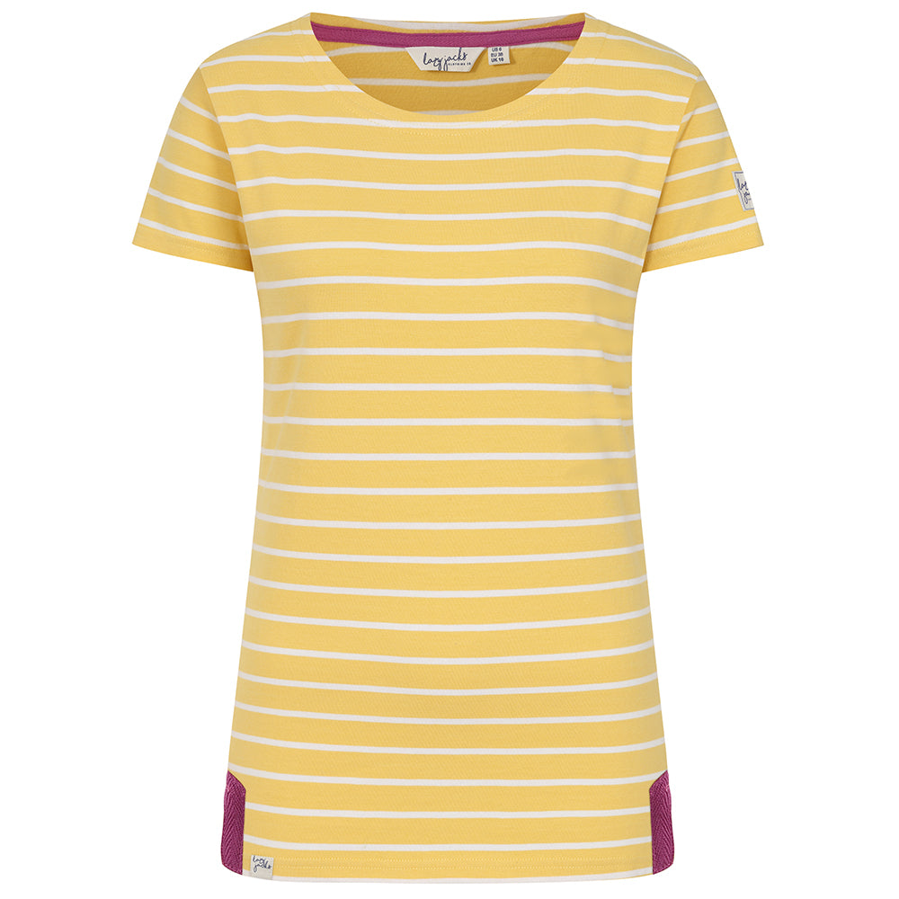 LJ8 - Ladies Short Sleeve Breton Top - Lemon