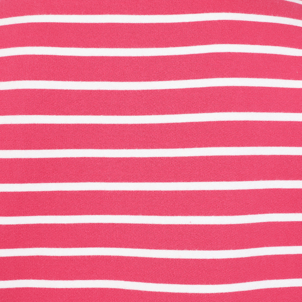 LJ94S - Ladies Striped Roll Neck Sweatshirt - Cherry