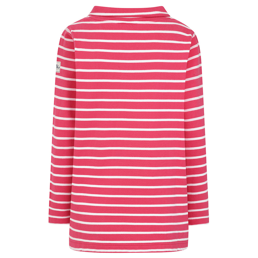 LJ94S - Ladies Striped Roll Neck Sweatshirt - Cherry