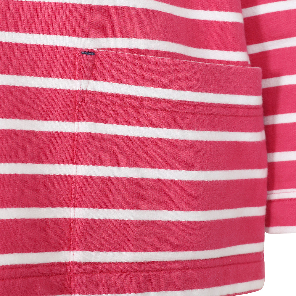 LJ94S - Ladies Striped Roll Neck Sweatshirt - Cherry