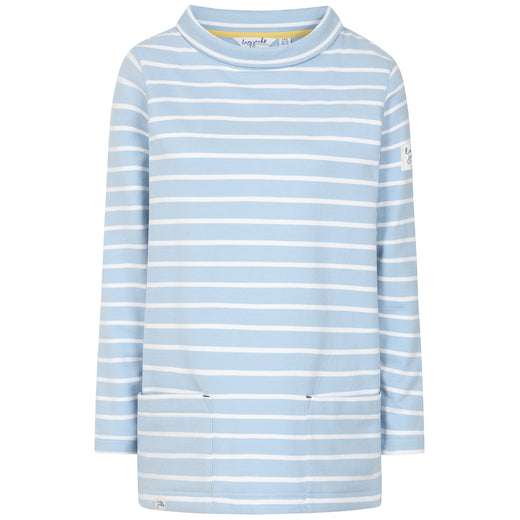 LJ94S - Striped Roll Neck Sweatshirt - Sky