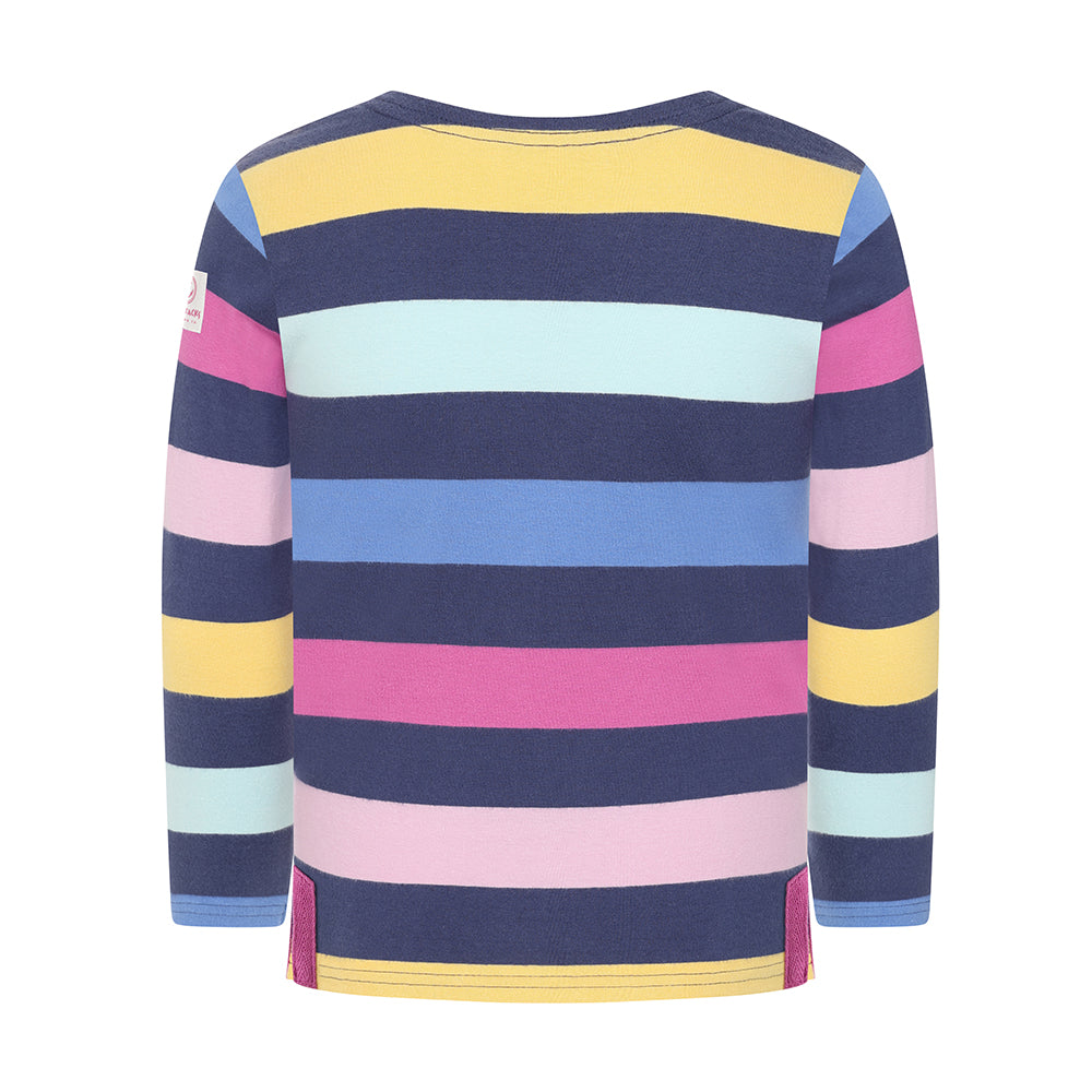 LJ97C - Girls' Striped Breton Top - Twilight