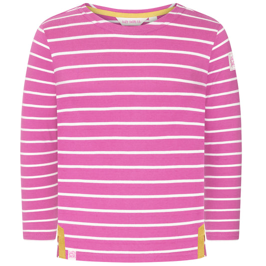 LJ97C - Girls' Striped Breton Top - Raspberry