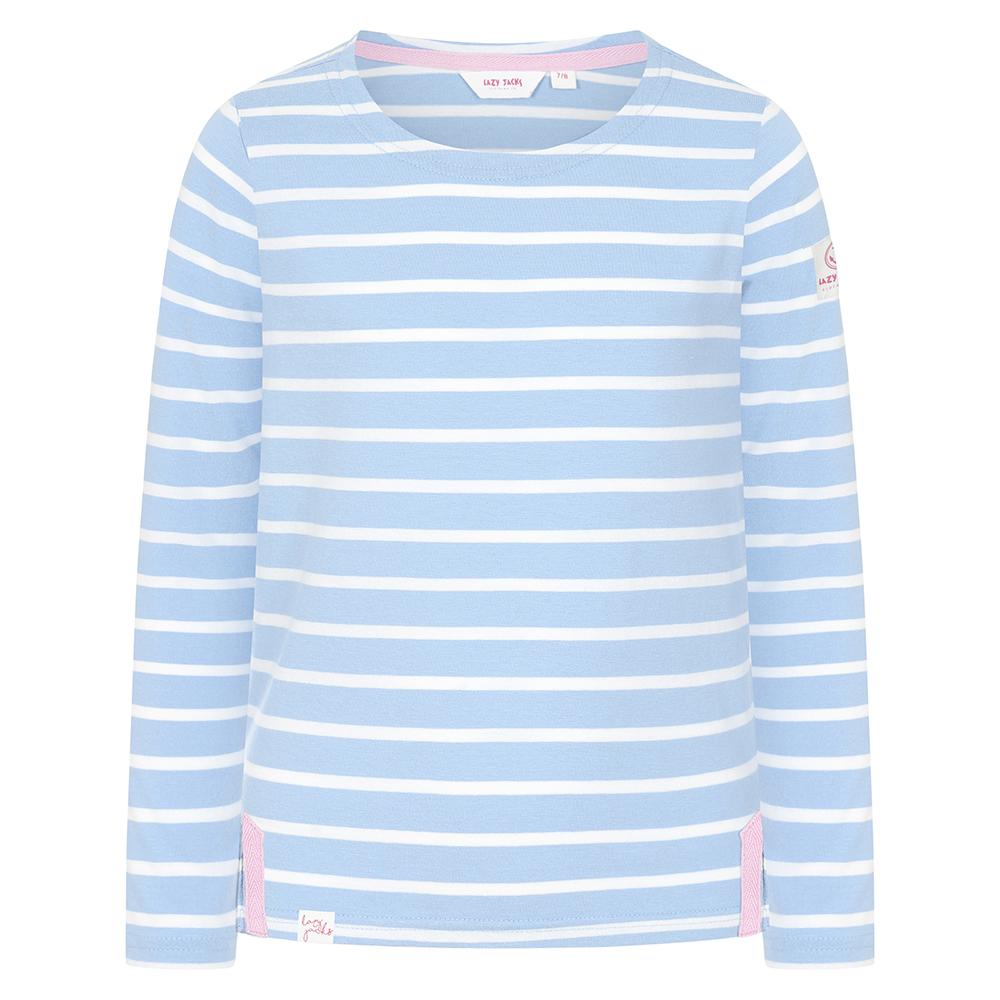 LJ97C - Girls Long Sleeved Striped Breton - Sky