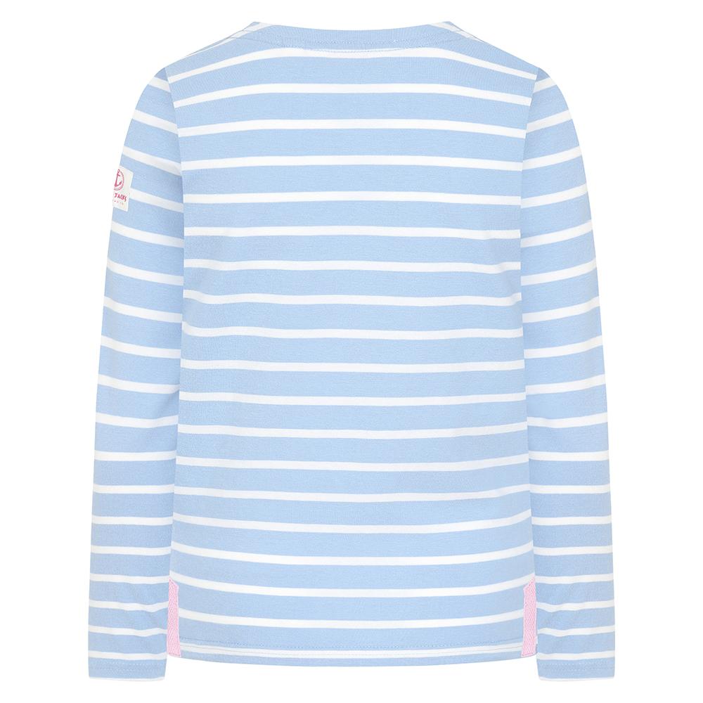 LJ97C - Girls Long Sleeved Striped Breton - Sky