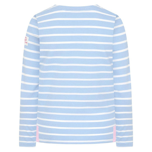LJ97C - Girls Long Sleeved Striped Breton - Sky