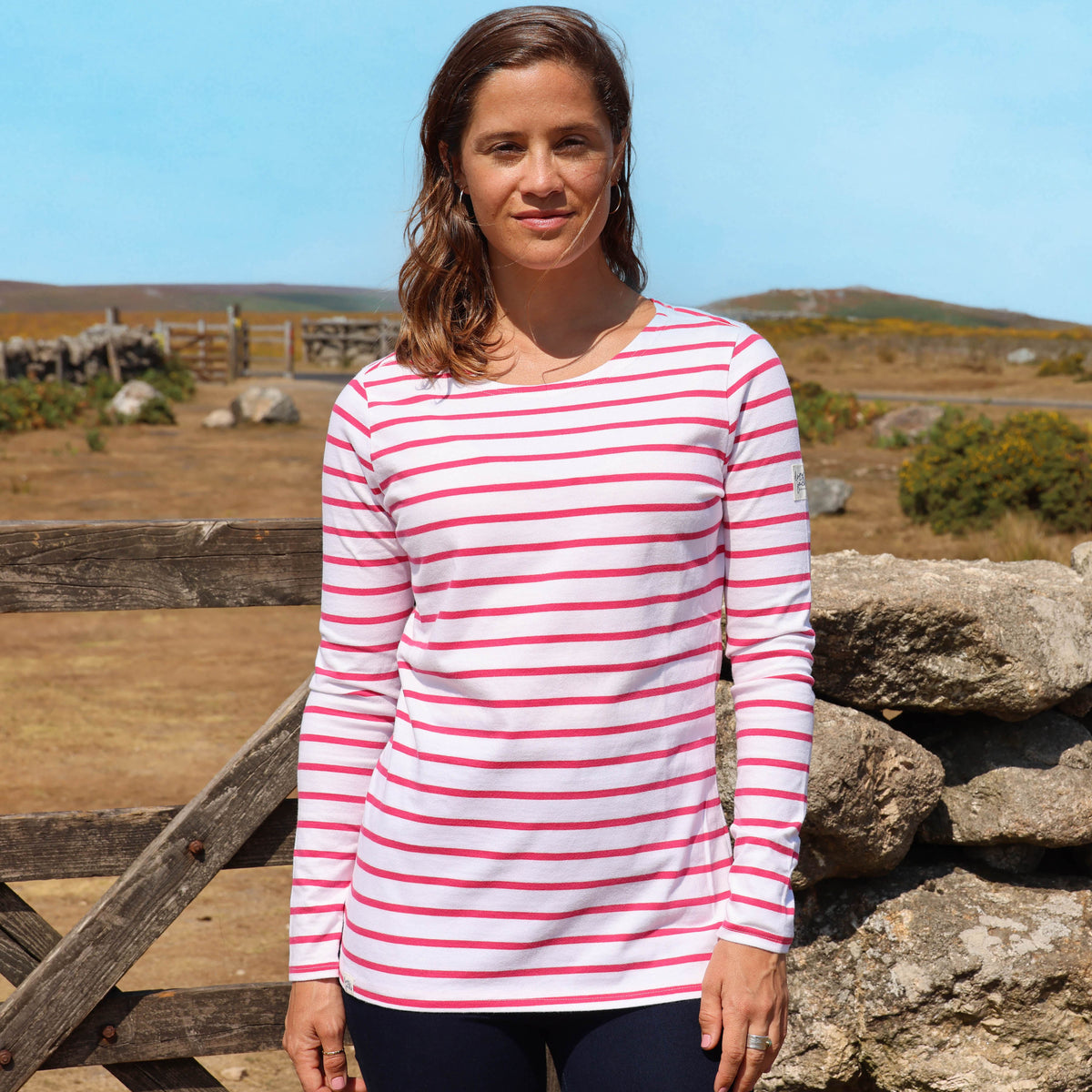 LJ97 - Long Sleeve Striped Breton - Cherry