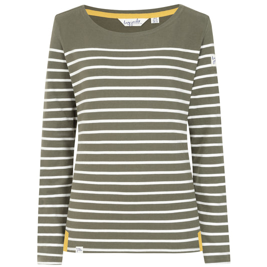 LJ97 - Striped Breton Top - Khaki
