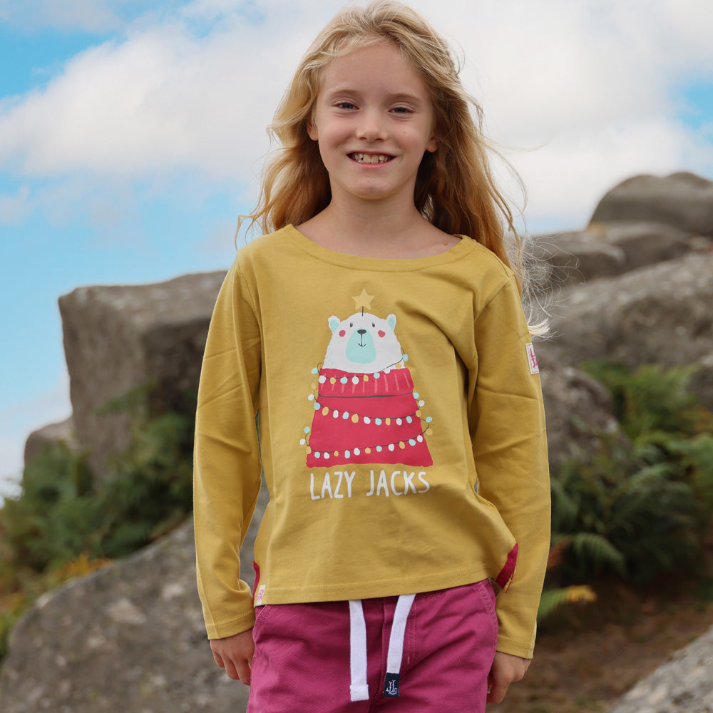 LJ99C - Girls Long Sleeve Printed Top - Heather