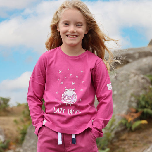 LJ99C - Girls Long Sleeve Printed Top - Honeysuckle