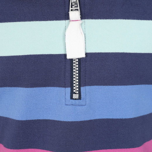 LJ35C - Girls Striped 1/4 Zip Sweatshirt - Twilight Multi
