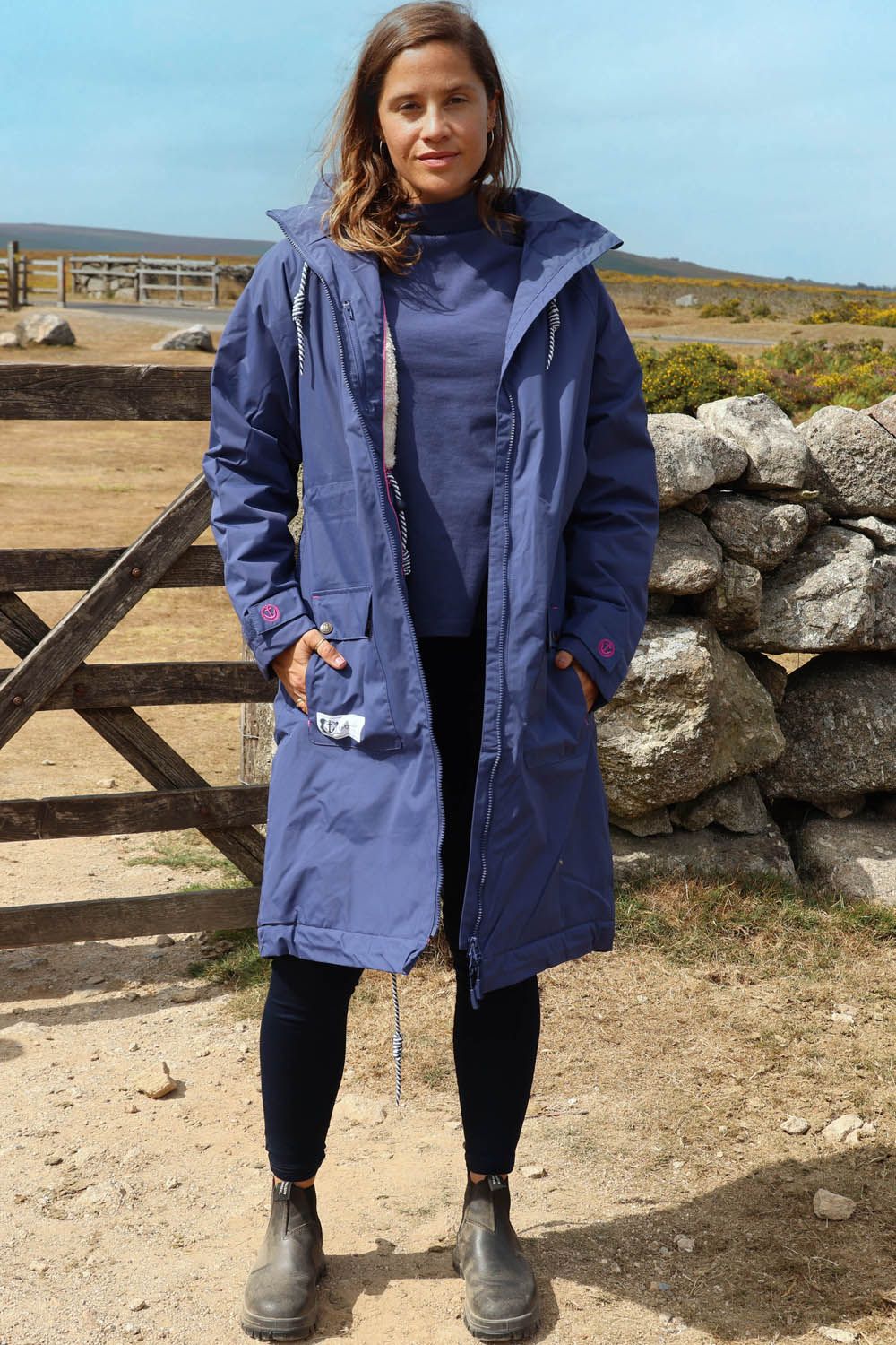 LJ159 - Ladies Long Snug Lined Coat - Twilight