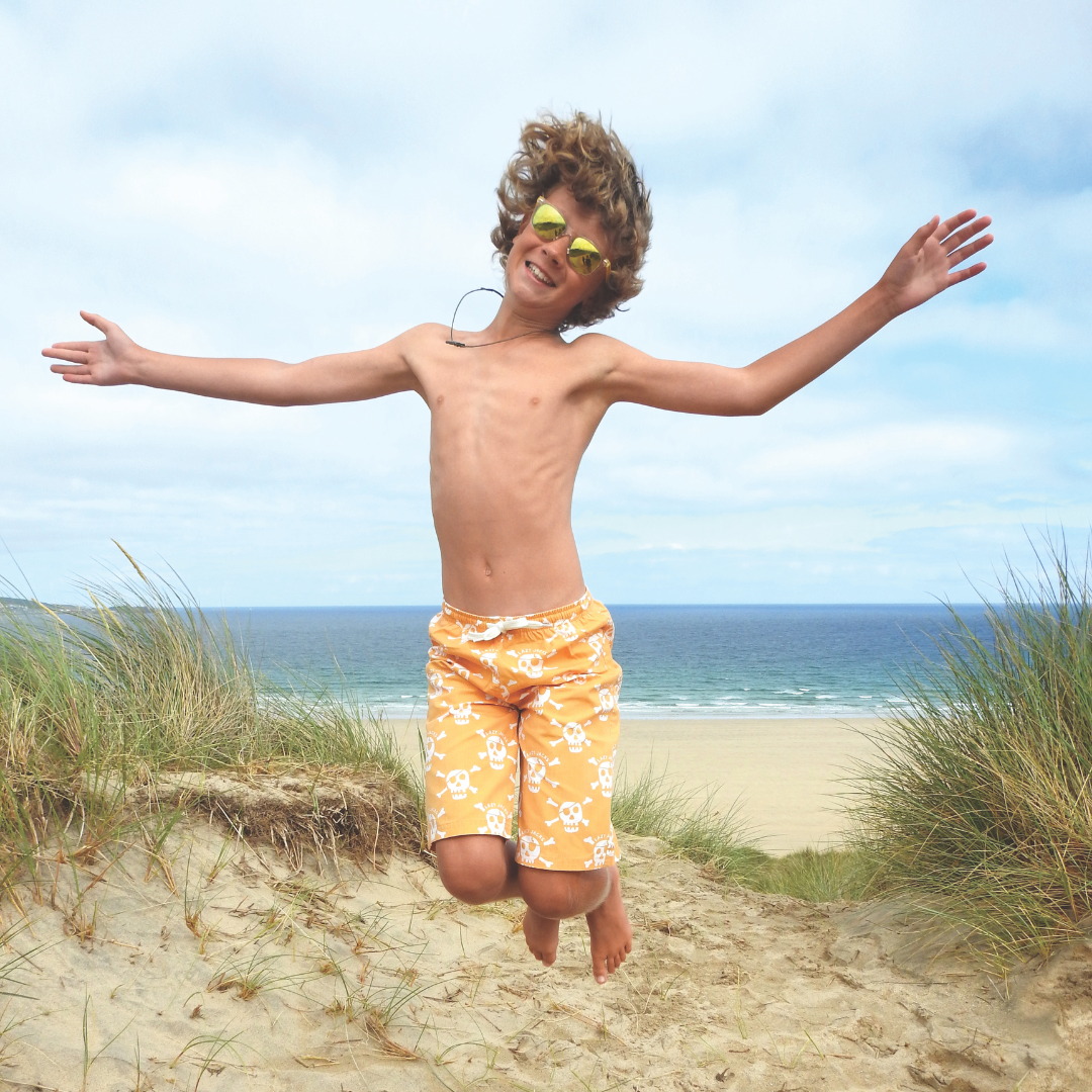 LJ89C - Boys Printed Board Shorts - Yellow