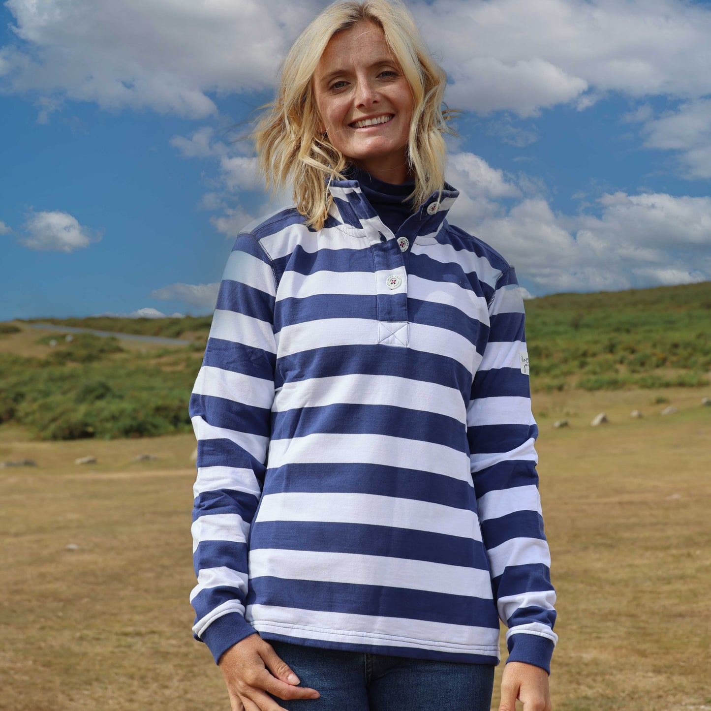 LJ6 - Ladies Button Neck Sweatshirt - Twilight