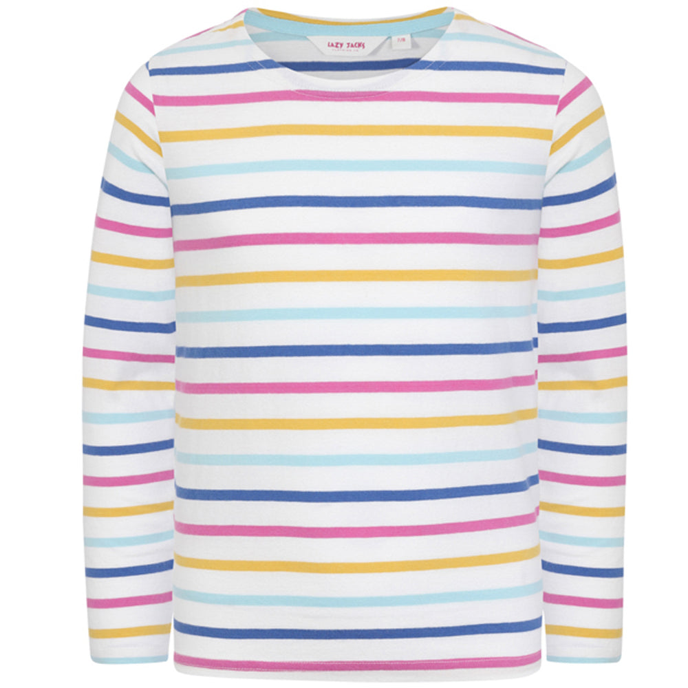 LJ97C - Girls Striped Breton Top - Orchid Multi