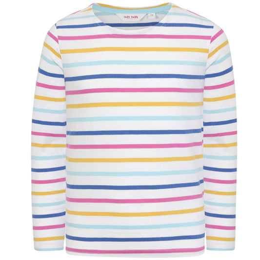LJ97C - Girls Striped Breton Top - Orchid Multi