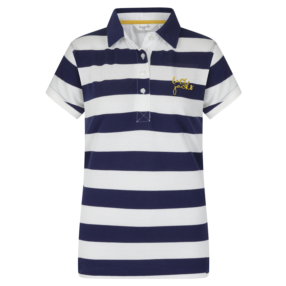 LJ22E - Ladies Striped Polo - Twilight