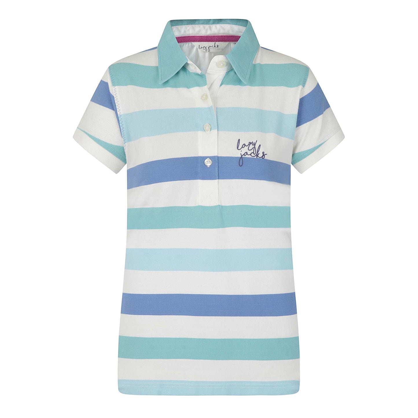 LJ22E - Ladies Striped Polo - Turquoise