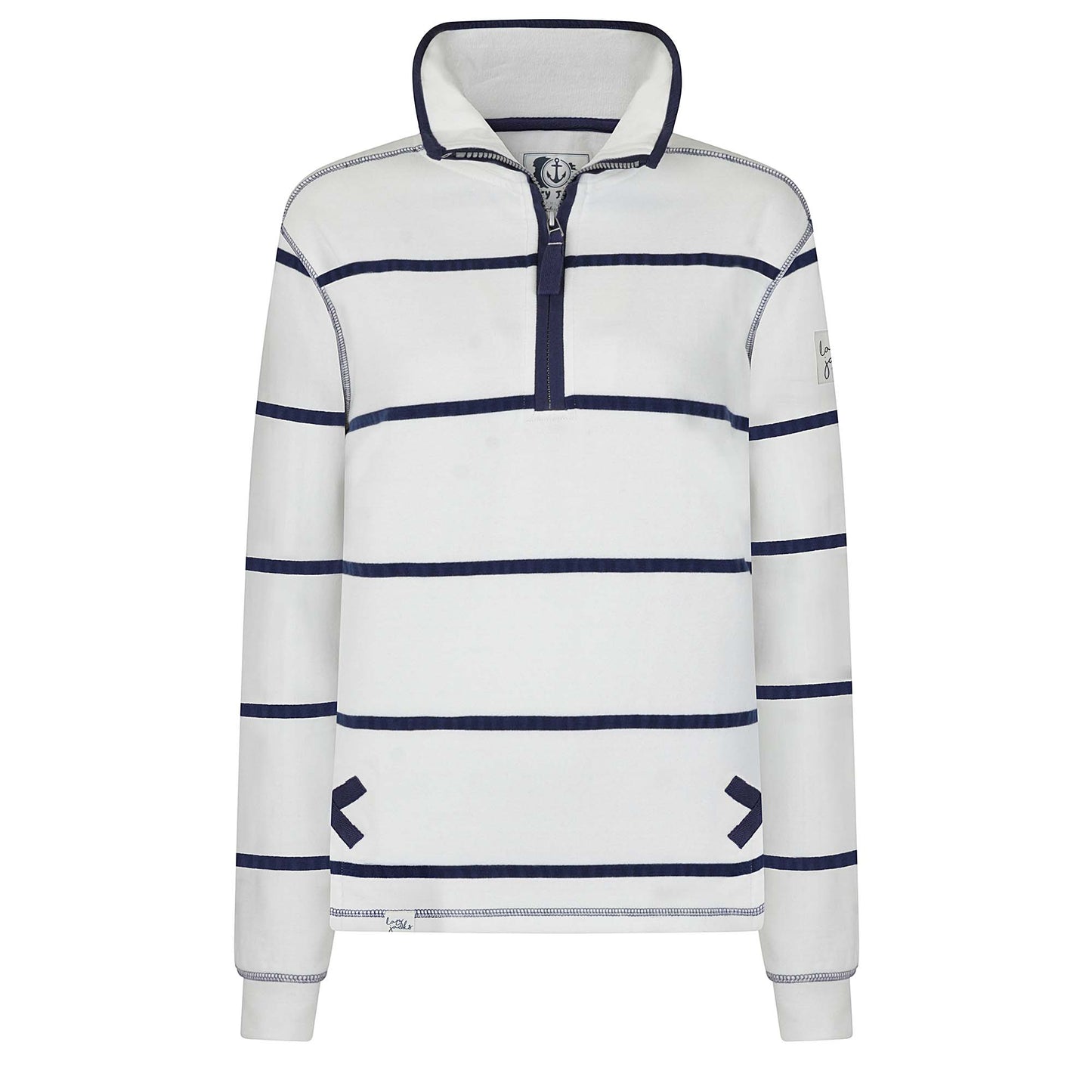 LJ35 - Ladies' Striped 1/4 Zip Sweatshirt - White
