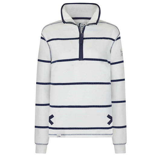 LJ35 - Ladies' Striped 1/4 Zip Sweatshirt - White
