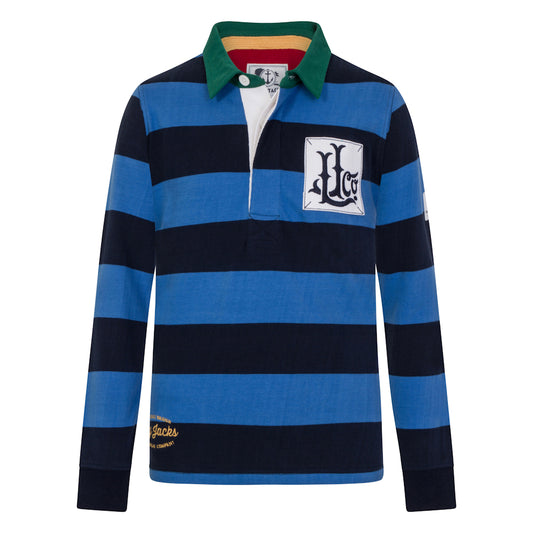 LJ79CE - Boys Striped Rugby Shirt - Deep Sea