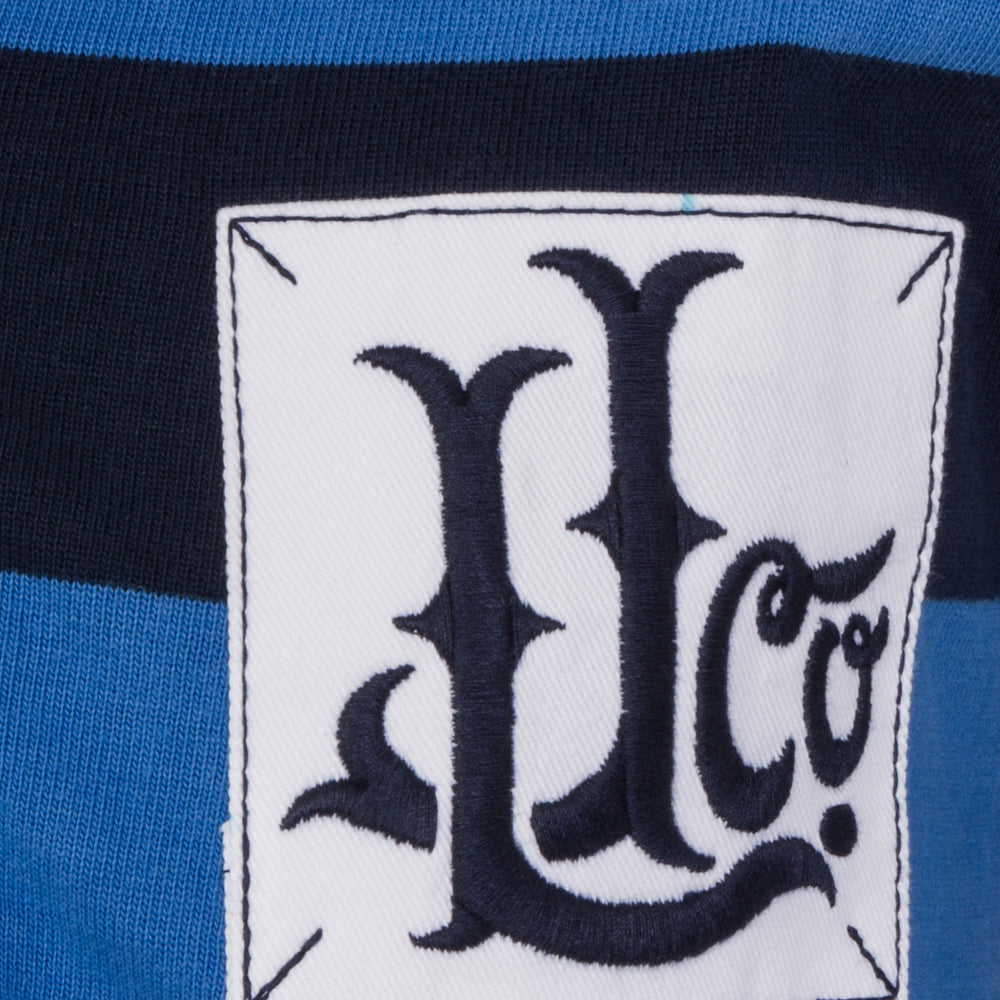 LJ78CE - Boys Striped Rugby Shirt - Deep Sea