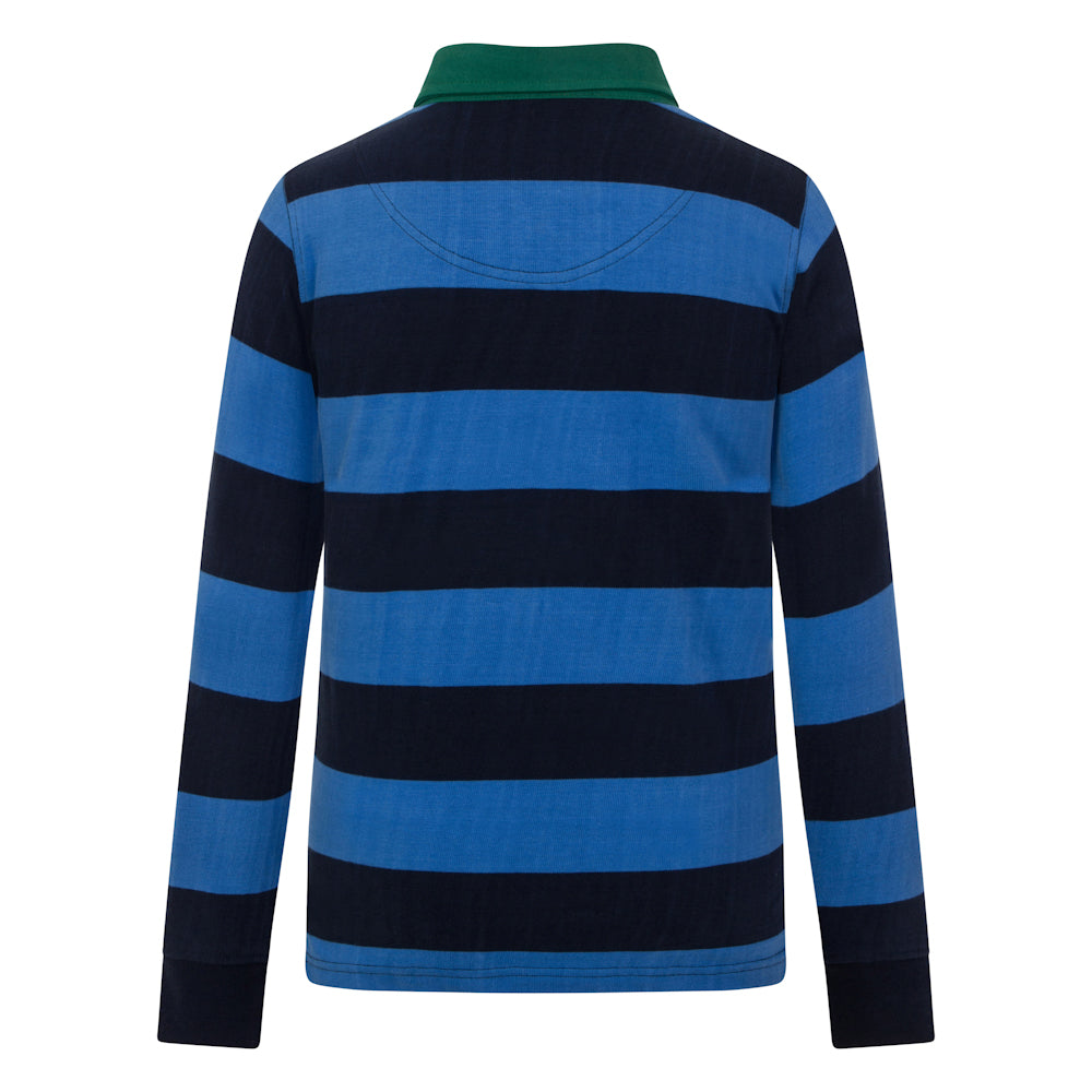 LJ78CE - Boys Striped Rugby Shirt - Deep Sea