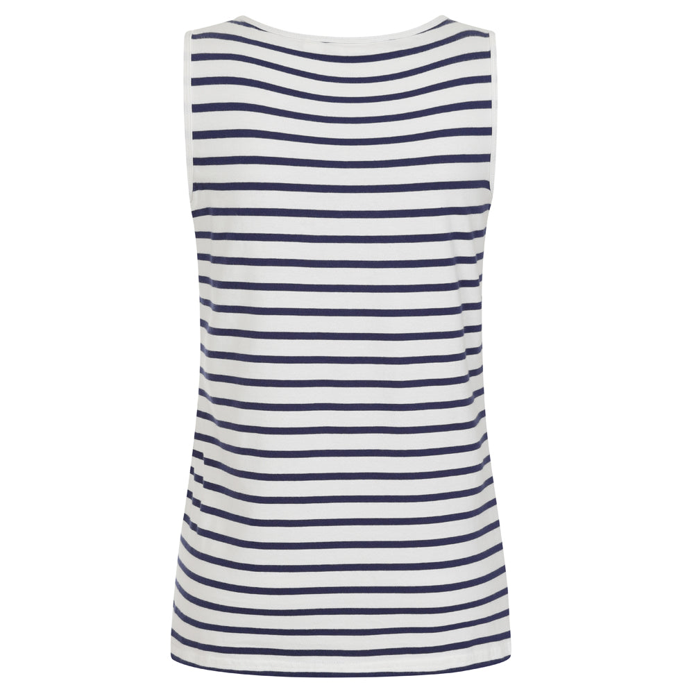 LJ110 - Ladies Cotton Cami - White Marine Stripe