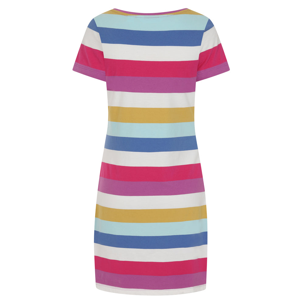 LJ115 - Ladies Striped T-Shirt Dress - Multi