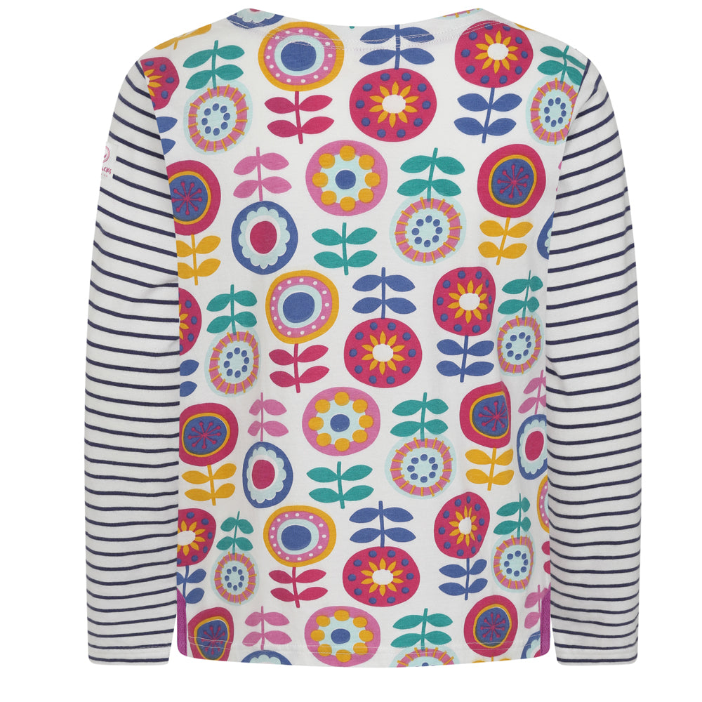 LJ97CP - Girls Patterned Breton Top - Kaleidoscope