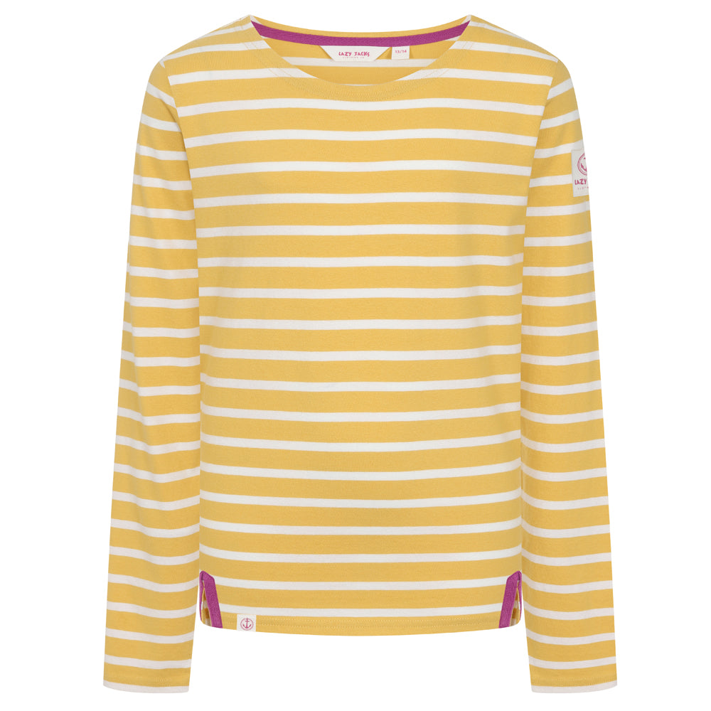 LJ97C - Girls Striped Breton Top - Maize