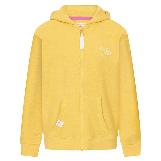 LJ102C - Girls Textured Hooded Zip Thru Sweatshirt - Lemon
