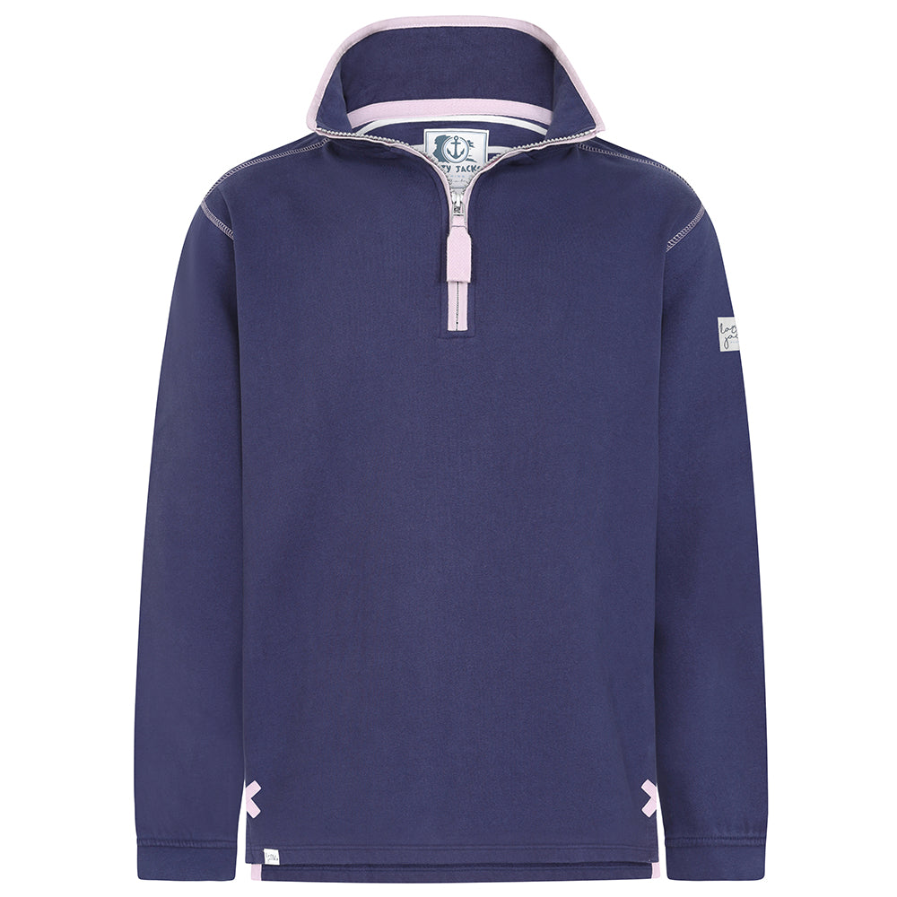 LJ3 - Ladies 1/4 Zip Sweatshirt - Twilight Pink Trim