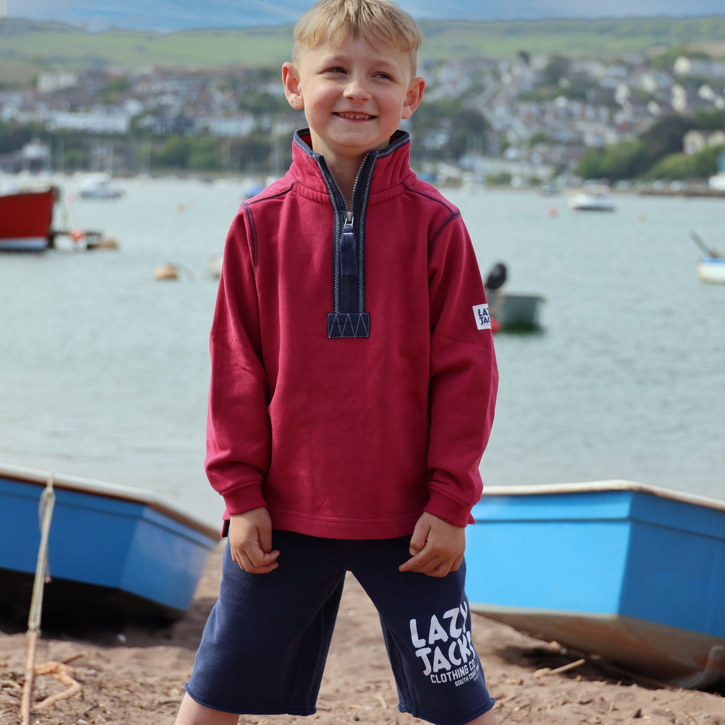 LJ40C - Boy's 1/4 Zip Sweatshirt - Rouge